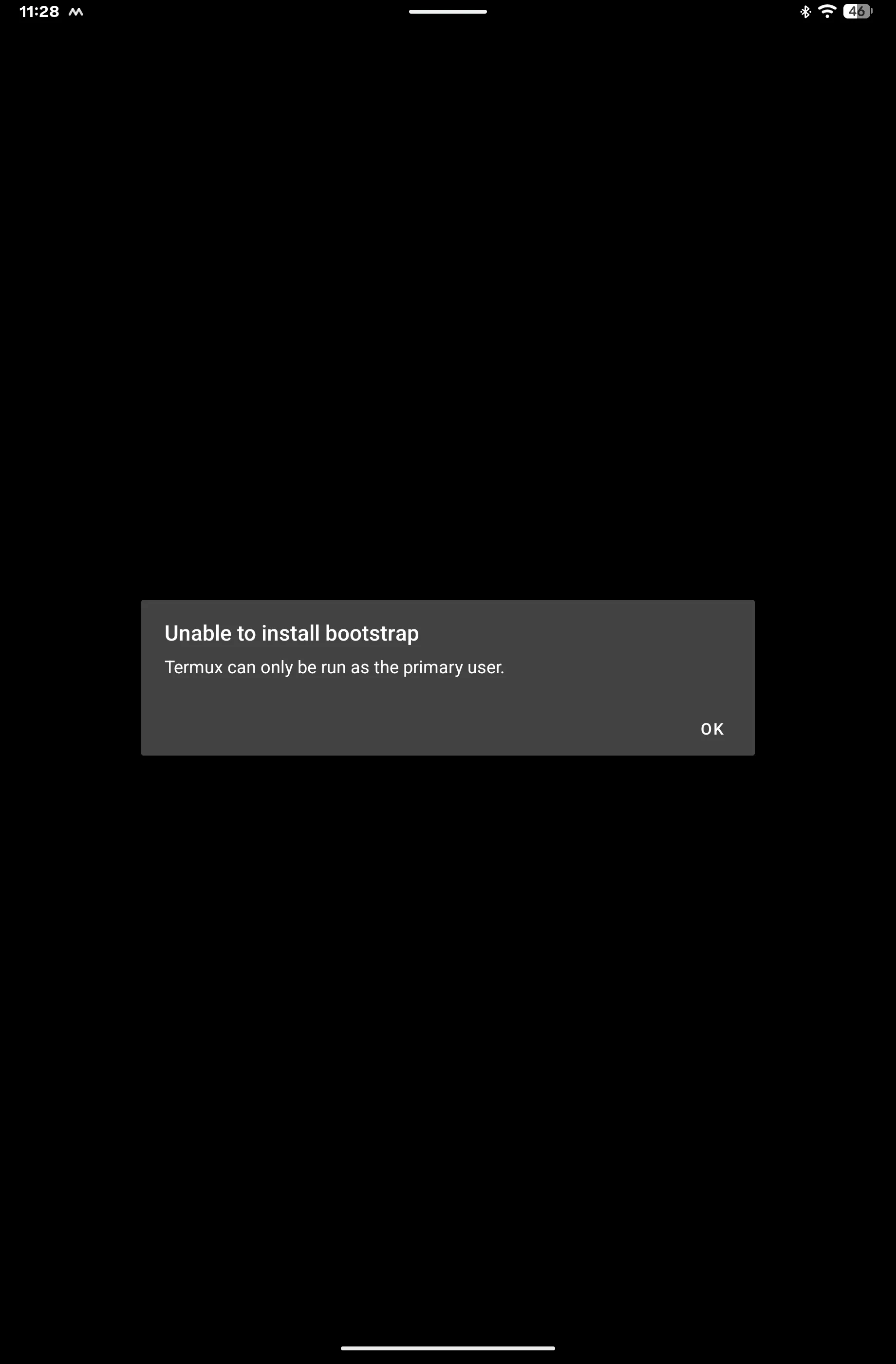 Termux-Fehlermeldung auf dem Alexa Tablet 12 Pro: Unable to install bootstrap, Termux can only be run as the primary user